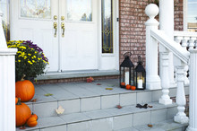 Traditional Styled Home Decorated In Autumn Decore.