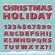 © MicroOne - Christmas holiday vector font. Retro 3d letters with snow caps