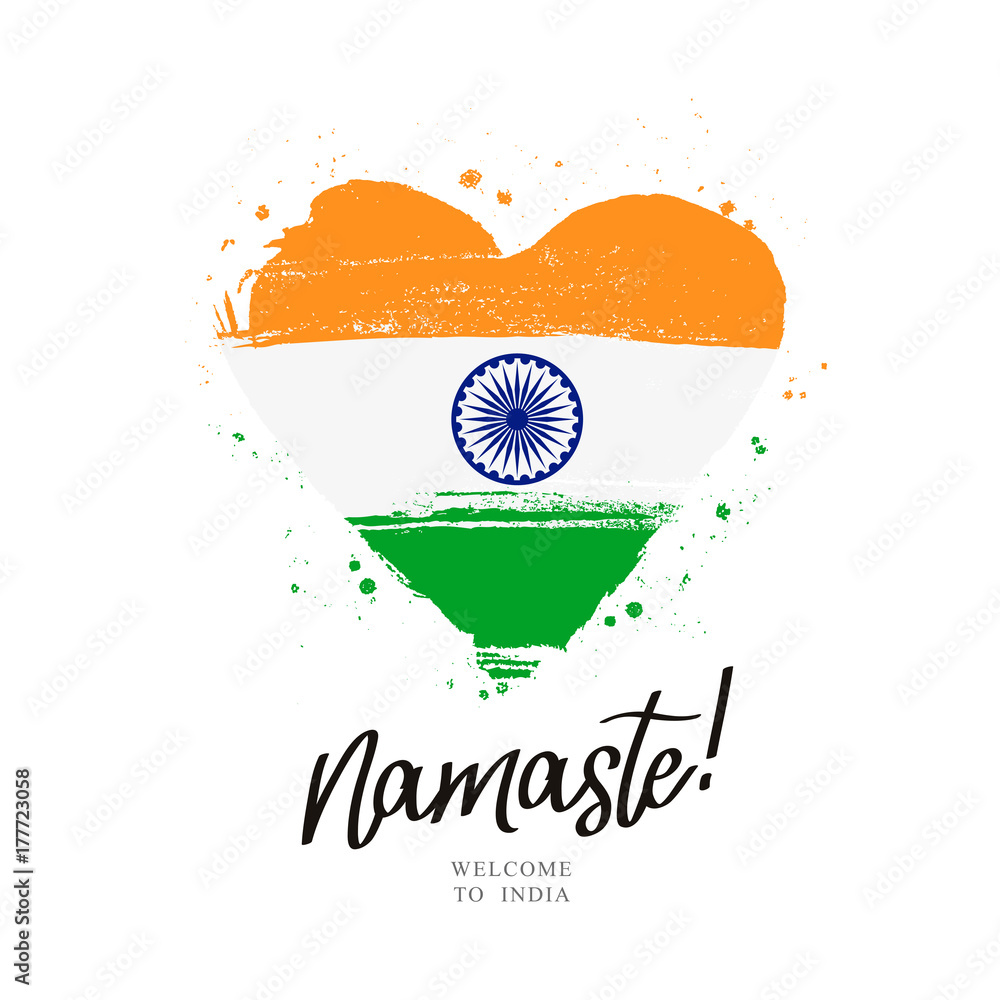 Namaste. Flag of India in a big heart Stock Vector | Adobe Stock, image size:1000x1000