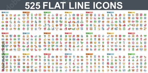 Cuadros en Lienzo Simple set of vector flat line icons