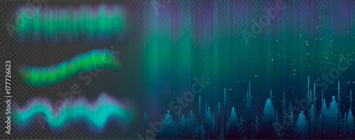 Fotografía Night Sky, Aurora Borealis, Northern Lights Effect, Realistic Colored polar lights