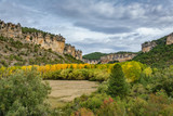Fototapeta  - Autunm landscape in Cuenca, wide angle