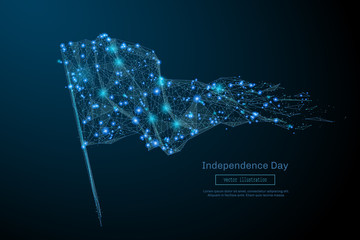 Fototapete - Abstract image of a flag in the form of a starry sky or space, consisting of points, lines, and shapes in the form of planets, stars and the universe. Vector Independance Day concept.