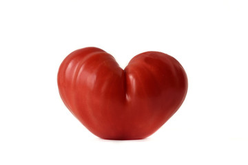 Canvas Print - Heart shaped tomato on white background- Love concept