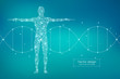Abstract human body with molecules DNA. Medicine, science and technology concept. Vector illustration