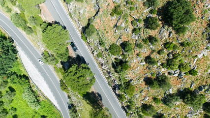 Canvas Print - Overhead aerial view of beautiful mountain road