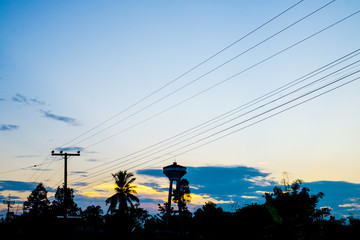 electronic pole on sky background.