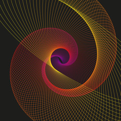 Wall Mural - Modern abstract vector illustration. Colorful digital futuristic linear shape. Beauty of complex contemporary technologies. Geometric background with radiant round swirl. Element of design.