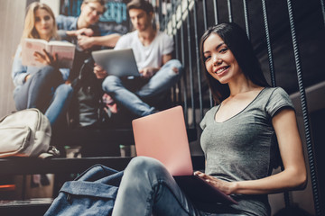 Students in library