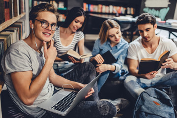 Students in library