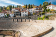 Ancient Roman Theatre against Samoil Fortress in Ohrid, Macedonia