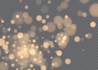 vector falling snow effect isolated on transparent background with blurred bokeh.