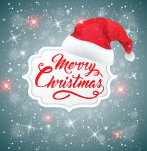 Christmas Background With Hat Of Santa Claus