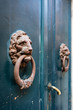 Traditional lion's head door knocker in Pisa, Italy.