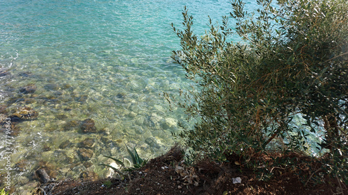 Plakat niesamowita naturalna plaża w chorwackim mieście dubrovnik