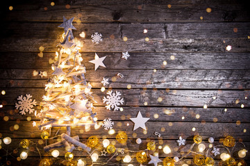Wall Mural - christmas decoration on wooden background