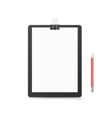 Poster - Office folder with paper a4 format and pencil. Vector mock-up. Identity template
