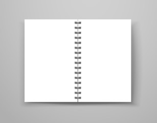 Poster - Blank open white notebook vector mockup. Identity template