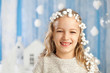 Girl in winter fairy costume. New year, christmas celebration and masquerade concept