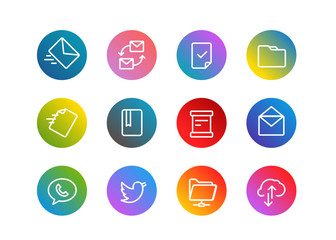 Aufkleber - Trendy app linear icons vector set on gradient backgrounds