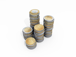 Wall Mural - euro coins isolated on white background