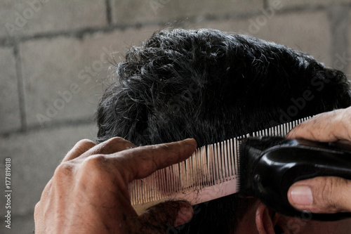 Men Barber Shaves His Hairs Thai Classic Barber Shop Haircut