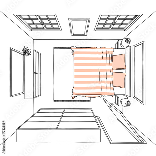 Sketch Drawing Of Queen Size Bedroom 3192 Buy This Stock