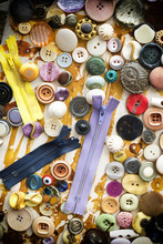 Colourful Buttons And Zips Still Life