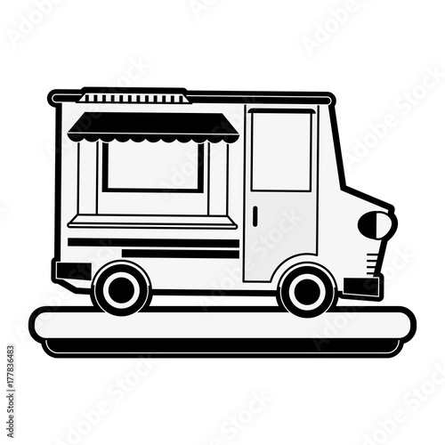 food truck icon image vector illustration design black and white Stock