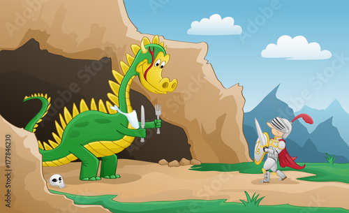 Plakat Happy Dragon Cartoon