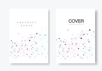 Abstract polygonal geometric shape with molecule structure style. Vector brochure design