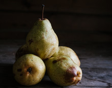 Ripe And Juicy Yellow Pears.