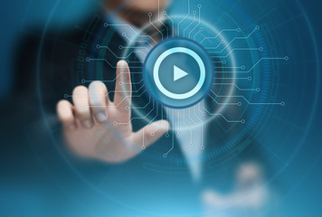 Wall Mural - video play presentation screen technology business internet concept