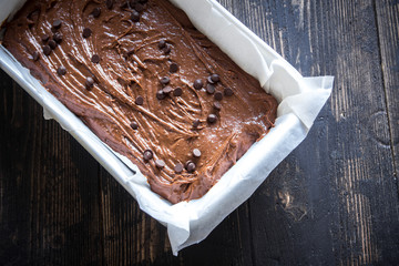 Wall Mural - brownie or chocolate cake raw dough