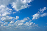 Fototapeta Na sufit - Blue sky summer white cumulus clouds