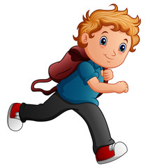 Poster - School boy cartoon running