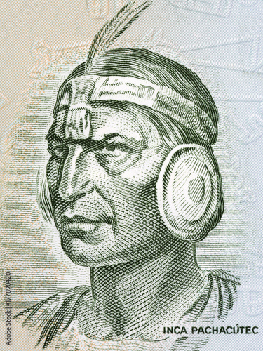 Inca Pachacutec portrait from old Peruvian money Poster
