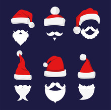 Santa Hats, Moustache And Beards.