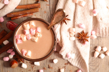 Wall Mural - hot chocolate with marshmallow