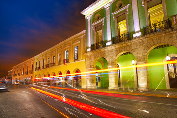 Merida city colorful facades Yucatan Mexico