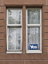 Window With Yes Sign - Scottish Referendum