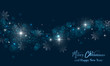 Merry Christmas and Happy New Year banner with stars, glitter and snowflakes. Vector background.