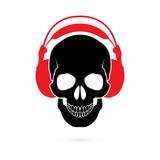Fototapeta Niebo - Skull with Headphones