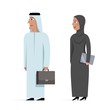 Set of traditionally clothed muslim arab businessmen character flat illustrations