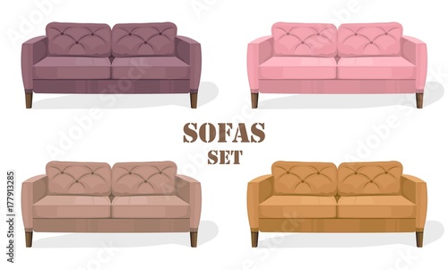 Colorful modern sofa isolated on white background Vector templates