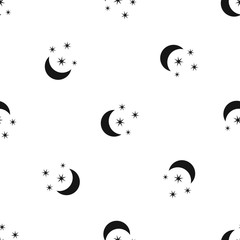 Poster - Moon and stars pattern seamless black