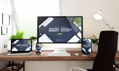 Canvas Print - window office desktop devices digital agency