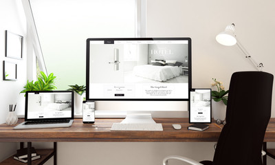 Wall Mural - window office desktop devices hotel website