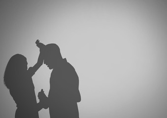 Wall Mural - Violent couple silhouettes arguing