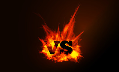 VS comparison of a background with a fiery flame